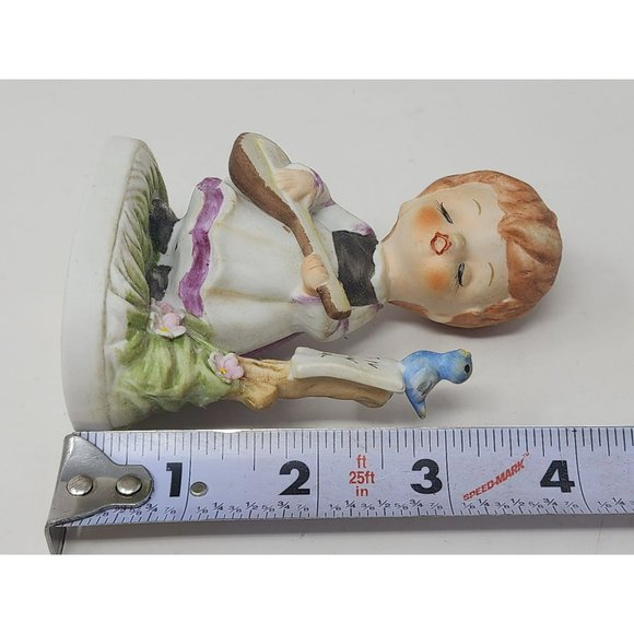 Vintage Napcoware‎ Musician Singing Figurine Guitar Bluebird Purple Flowers - Picture 11 of 11